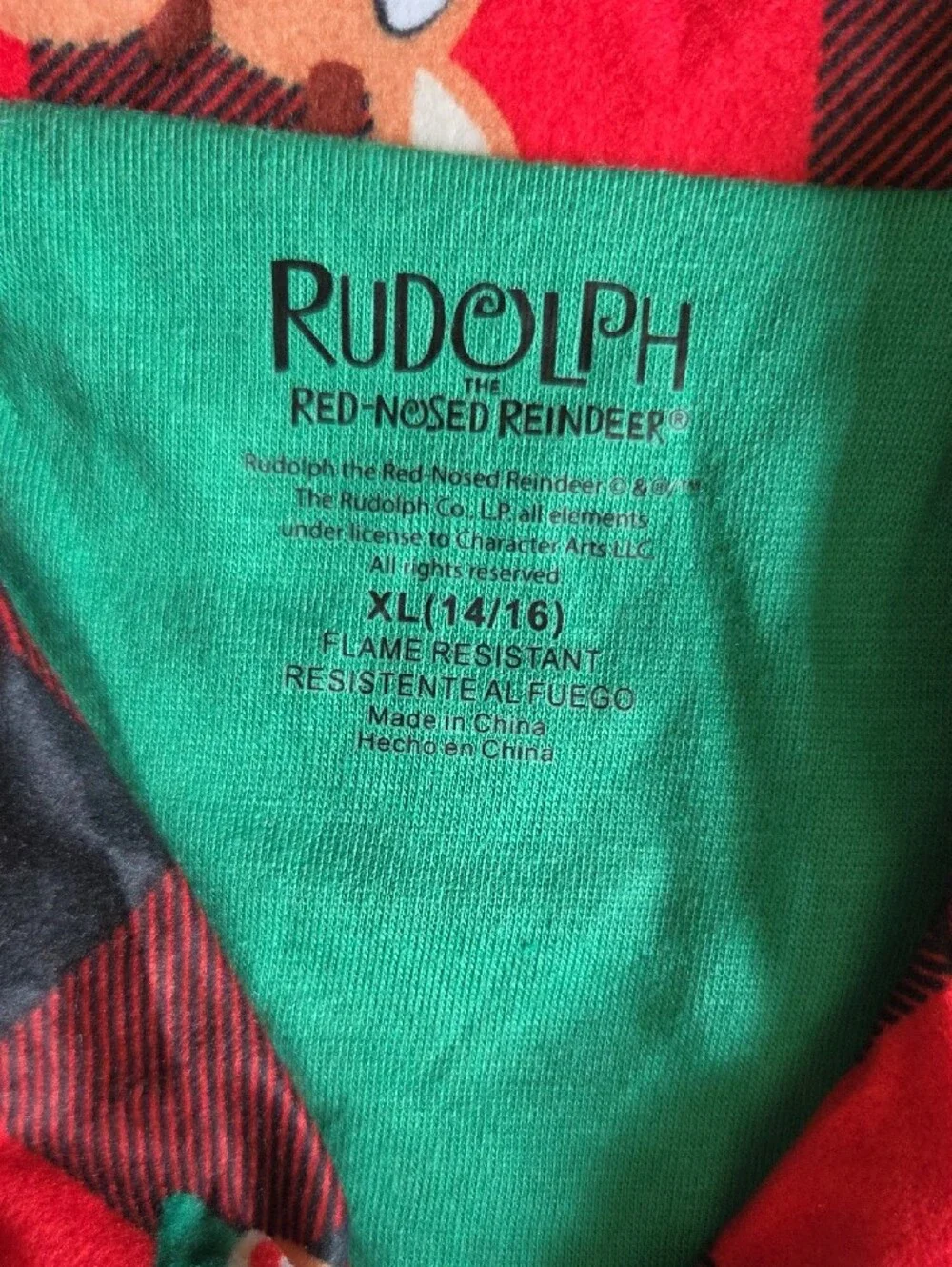 Komar Kids Red and Green Plaid Reindeer Pajama Set